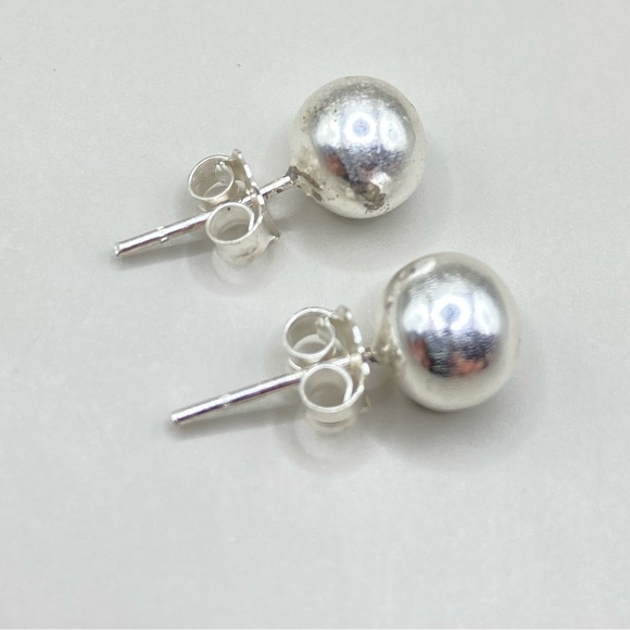 8mm Silver Ball Post Earrings - Picture 4 of 7